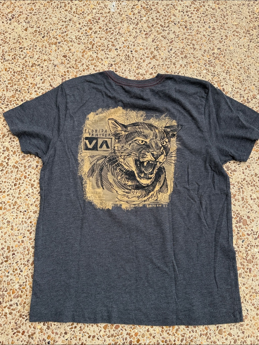 2 RVCA Short Sleeve Tshirts in Charcoal and White ~ Large ~ Florida Panthers - Picture 7 of 16
